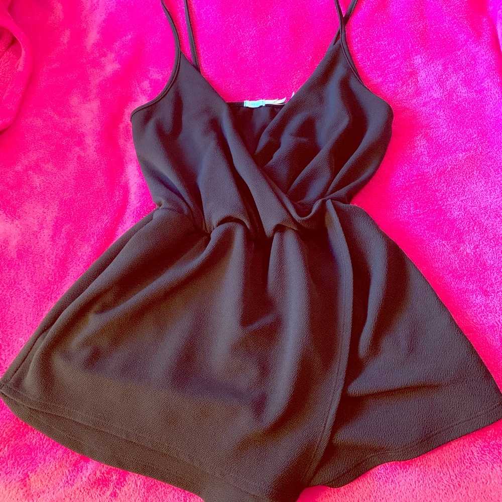 Spaghetti Strap Black Romper Medium